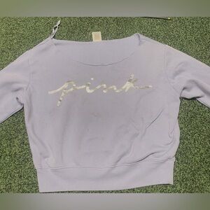 pastel purple off the shoulder sweater